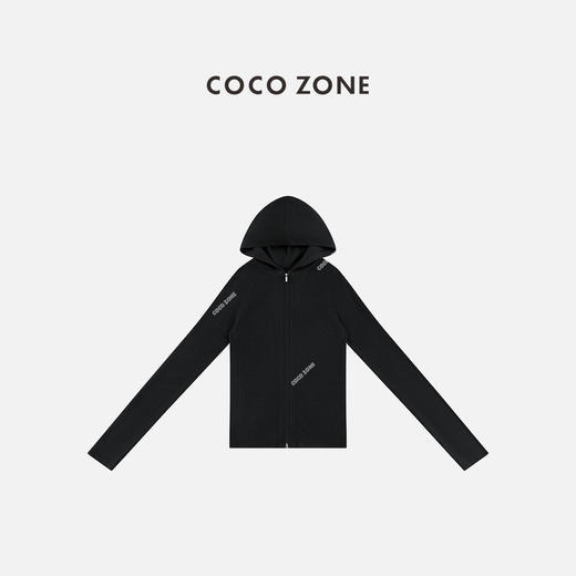 COCO ZONE 冬季坑条纹简约拉链休闲连帽针织开衫CC2D3210 商品图0
