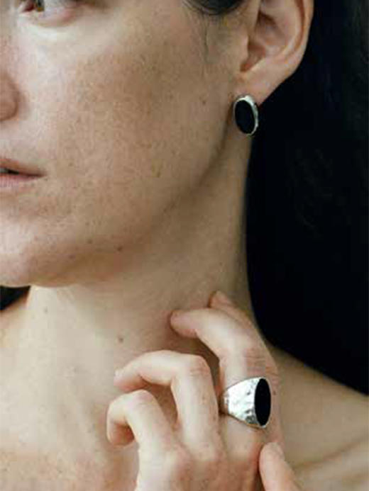 ABOAB｜OVAL Studs [耳环  银黑玛瑙 / 银红玛瑙 ]【ETERNITY】 商品图1