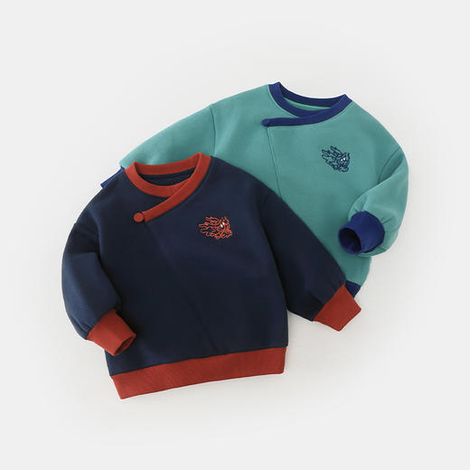 齐齐熊男童加绒卫衣儿童新中式上衣男宝宝 商品图6