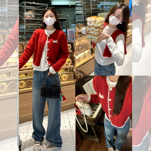 <曾小咸推荐>现货秒杀 ！微信超特价！撞色毛织短款开衫 日常189.99/件 立减100 秒杀89.99/件！！ 商品图2