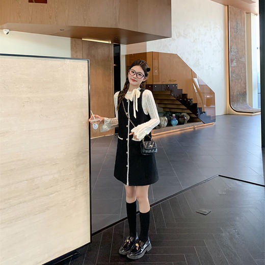 【179元任选2件】现货！高级感小香风黑色显瘦背心裙 商品图3