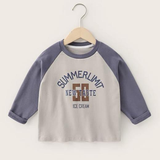 【印花插肩设计，时尚百搭】儿童韩版印花插肩长袖T恤 春秋新款 童装卫衣 男女童圆领打底衫上衣-QQ 商品图5