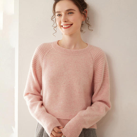 【高货QJ】全新升级【铂金会员441/天猫599/差价158】(34613) 洛诗琳双股加厚秋冬新款羊绒长袖圆领宽松百搭羊毛毛衣 商品图0