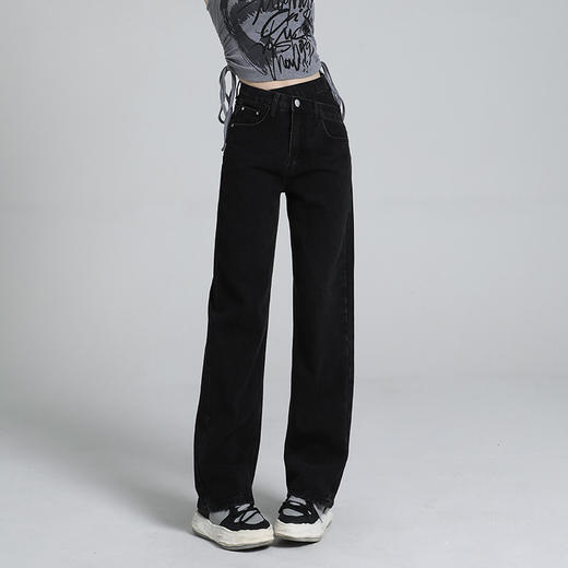 罗蒙女士牛仔裤加绒保暖休闲女长裤百搭舒适显瘦好穿阔腿裤女 商品图2