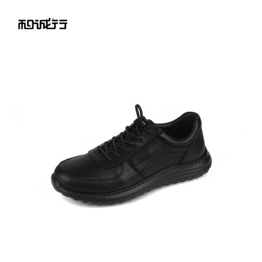 和诚行 2024秋冬新款时尚百搭休闲皮鞋免系带舒适真皮男鞋1690042 商品图1
