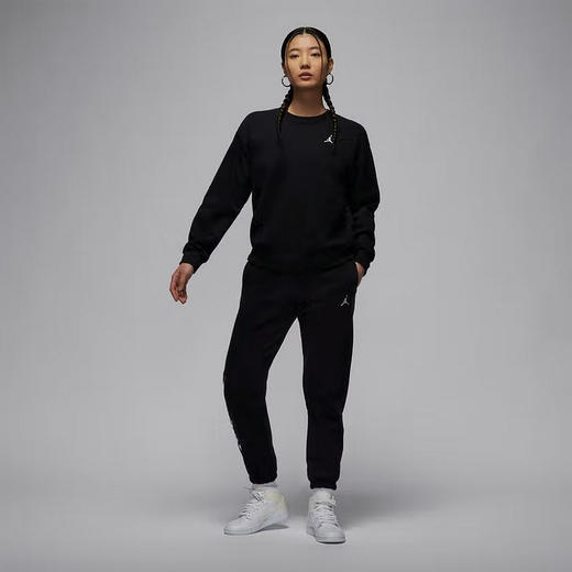 【库存有限 无货将做退款】Nike/耐克Jordan卫衣女24秋新款宽松针织圆领黑色套头衫HJ1354-010 商品图3