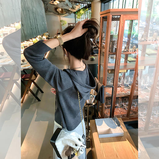 <曾小咸推荐>假两件灰色连帽针织衫半身裙 商品图4