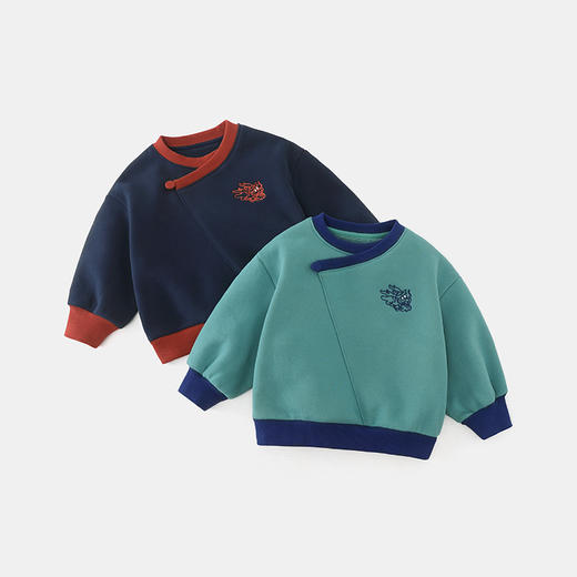 齐齐熊男童加绒卫衣儿童新中式上衣男宝宝 商品图5