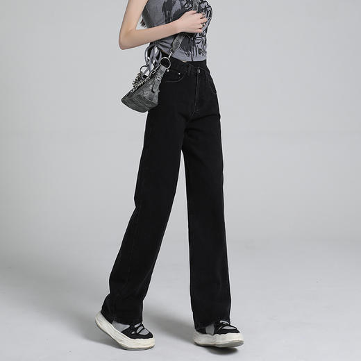 罗蒙女士牛仔裤加绒保暖休闲女长裤百搭舒适显瘦好穿阔腿裤女 商品图1