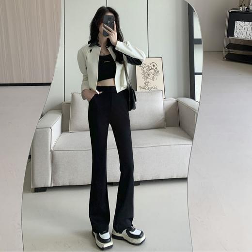 跃牌【暖宝系列】秋季女装新锦棉微喇叭长腿休闲裤子C065 商品图2