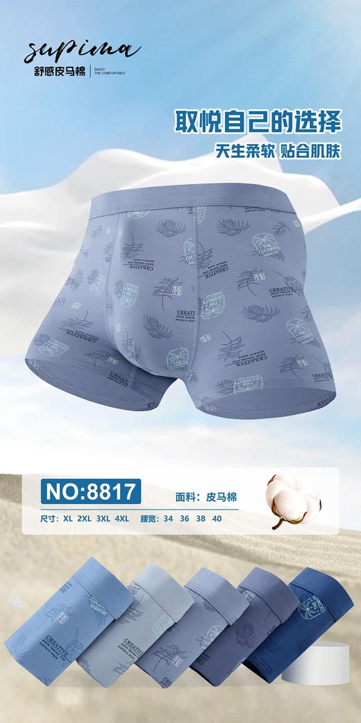 【两条装】男士舒感皮马棉匹马棉包头树叶柠檬麦穗印花平角内裤8817/8818/8805/8768/6630/8809/8760 商品图3