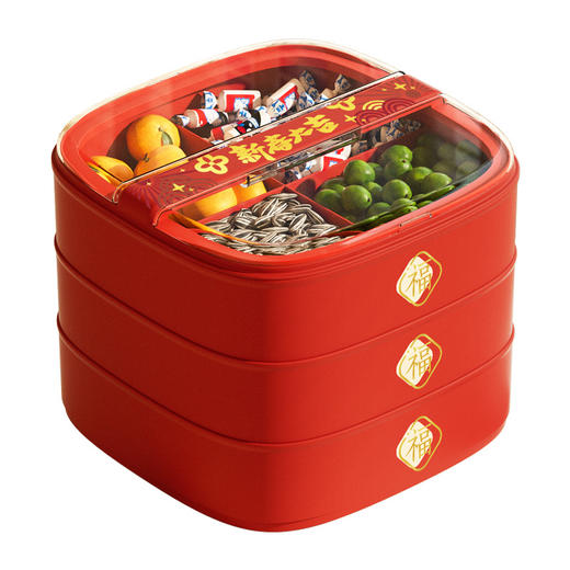 【新年坚果盘】2025新年乔迁喜庆客厅茶几分格零食坚果果盘糖果收纳盒 商品图4