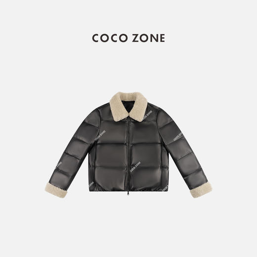 COCO ZONE 秋冬90鹅绒polo领拼接撞色羽绒服CC2D2444 商品图0