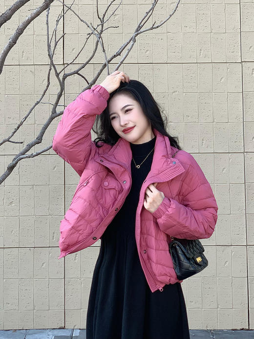 【百图lulu定制】【桃之夭夭羽绒服】夹克版型  拉链口袋 轻盈版90白鸭绒羽绒服 商品图0