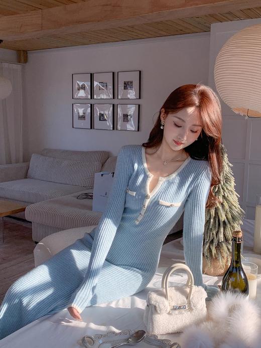 张心子【柏林纪事】气质修身显瘦高弹力小香风针织连衣裙 U2411067 商品图2