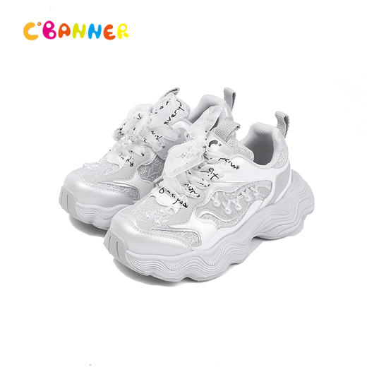 千百度童鞋珍珠厚底老爹鞋洋气女童百搭可爱新款增高运动休闲鞋A25181509 商品图5