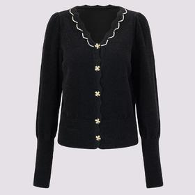 蕾丝领丝绒雪2024秋冬针织衫女