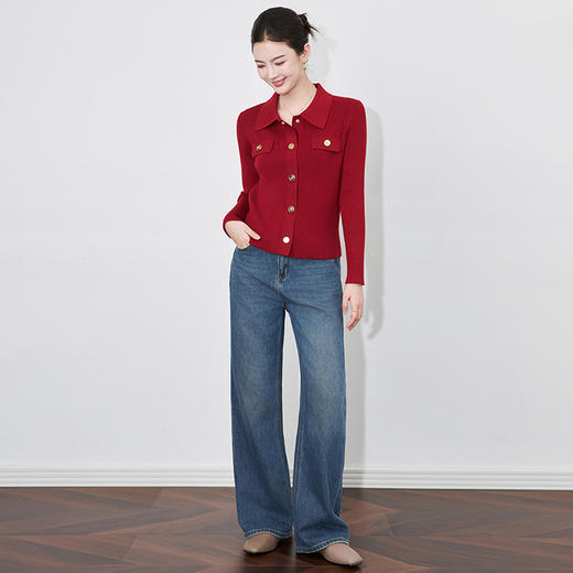 【高货wl】全新升级【铂金会员220/天猫299/差价79】(13422) 洛诗琳时尚复古洗水蓝阔腿裤宽松显瘦休闲简约百搭牛仔裤 商品图2