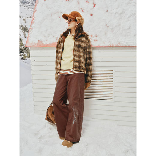 UMILAB【爱丁堡】时髦miu风 可内搭可外穿实用短款颗粒绒外套C926W 商品图2