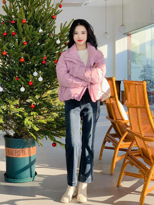 【百图lulu定制】【桃之夭夭羽绒服】夹克版型  拉链口袋 轻盈版90白鸭绒羽绒服 商品图12