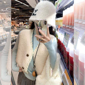 <曾小咸推荐>韩系叠穿羊羔毛马甲外套