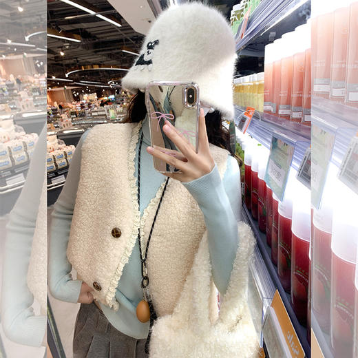 <曾小咸推荐>韩系叠穿羊羔毛马甲外套 商品图0