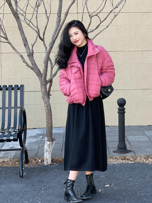 【百图lulu定制】【桃之夭夭羽绒服】夹克版型  拉链口袋 轻盈版90白鸭绒羽绒服 商品图8