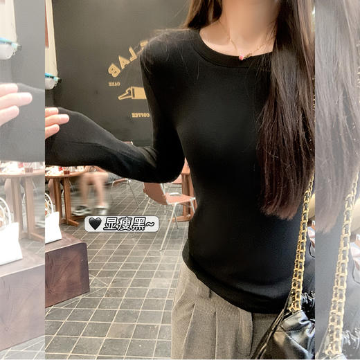 <曾小咸推荐>基础百搭3色圆领修身T恤打底衫 商品图3