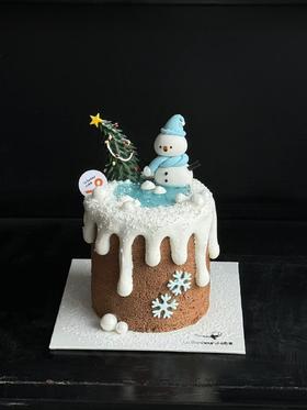 圣诞冰川雪人·奶油蛋糕（侧面加围边）
