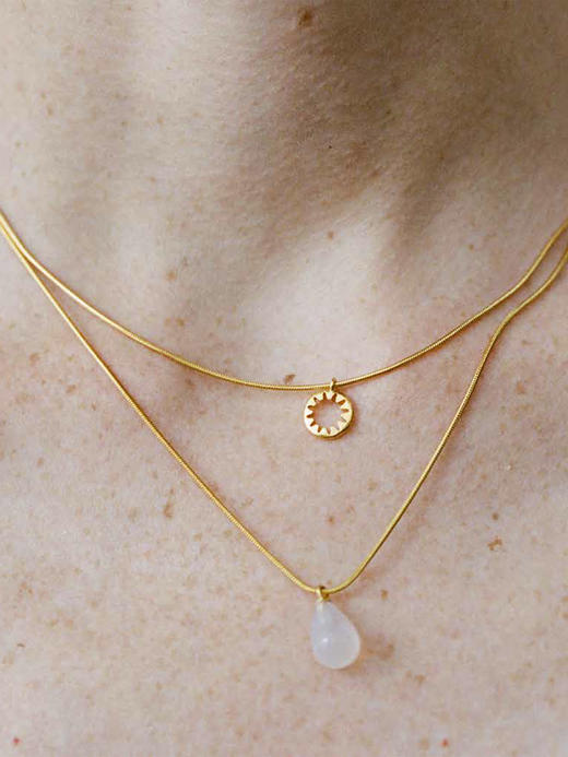 ABOAB｜SOLAR DUAL Necklace [ 项链 金白水晶 / 银黑玛瑙 ]【ETERNITY】 商品图0