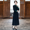 SY107秋冬加厚显瘦妈妈奥黛改良旗袍2024新款女复古长袖日常可穿连衣裙 商品缩略图1
