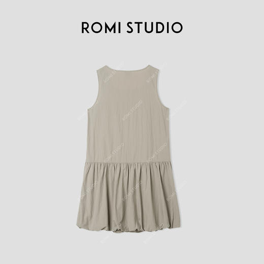 ROMI STUDIO “恣意随行” 纸皱棉一字方领A字无袖连衣裙 421L9022 商品图1