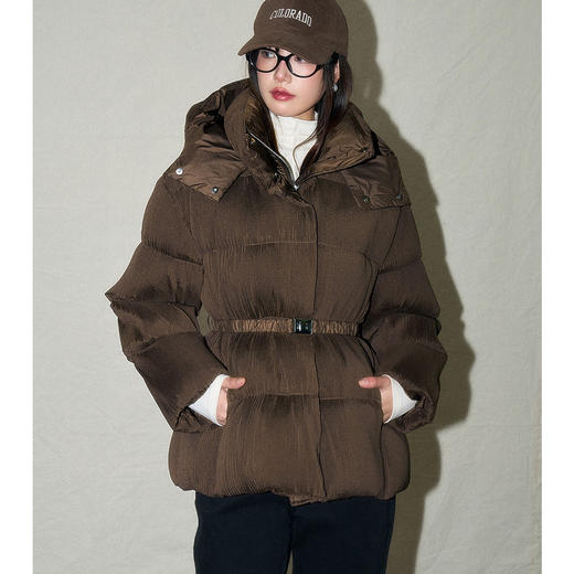 24冬新韩系高级感新国标90白鸭绒收腰腰带连帽羽绒服外套！ 商品图1