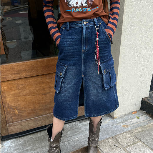 【顺丰包邮】04446 洛诗琳复古港风工装A字牛仔半身裙女622 商品图2