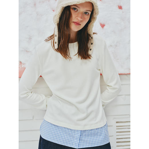 UMILAB【暖絮】叠穿B备 双面短绒蓄热面料假两件百搭T恤打底T698H 商品图0