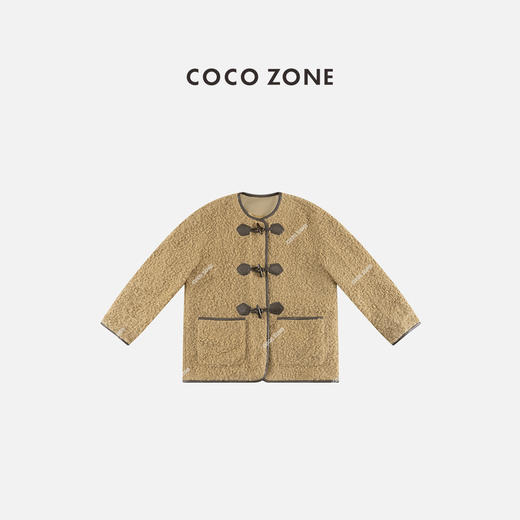 COCO ZONE 秋冬撞色包边设计木头扣圆领外套CC2D3003 商品图0