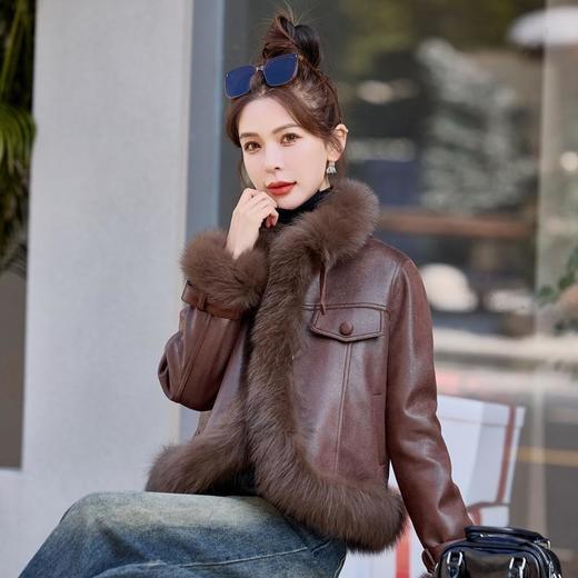 时尚洋气超好看狐狸毛，PU皮羽绒服白鸭绒显瘦外套YJLY6892 商品图1