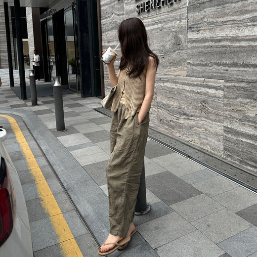 ROMI STUDIO “纵横交织” 7针亚麻棉混纺针织吊带背心开衫422A7089【发货时效25天】 商品图0