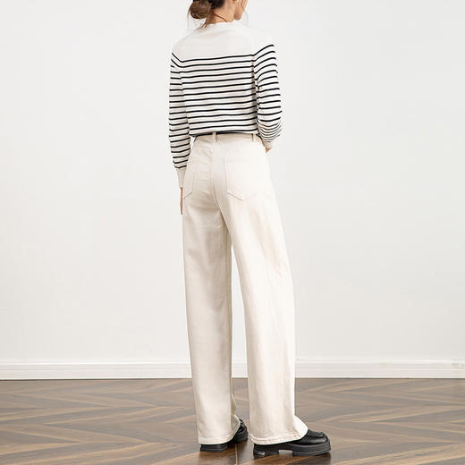 【高货rg】全新升级【铂金会员165/天猫219/差价54】(35133) 洛诗琳冬季新款米白色一体绒牛仔阔腿裤女高腰垂感直筒裤 商品图4