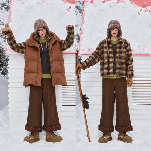 UMILAB【爱丁堡】时髦miu风 可内搭可外穿实用短款颗粒绒外套C926W 商品图4