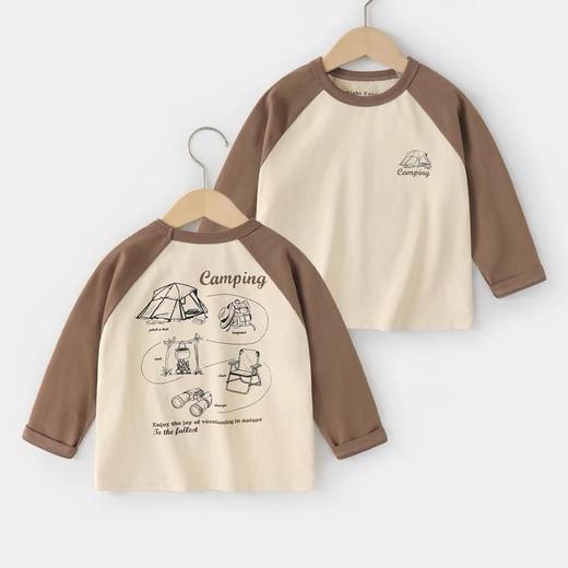 【印花插肩设计，时尚百搭】儿童韩版印花插肩长袖T恤 春秋新款 童装卫衣 男女童圆领打底衫上衣-QQ 商品图8