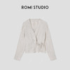 ROMI STUDIO“空山幽谷” 亚麻撞色珠编线围裹式针织开衫421E8008 商品缩略图0
