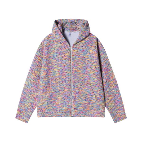 WT76秋冬季新款美式彩色撞色连帽针织外套潮流舒适休闲百搭上衣