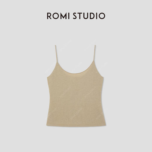 ROMI STUDIO”基础优雅“16针亚麻棉混纺透气针织吊带背心 422A7088 商品图1
