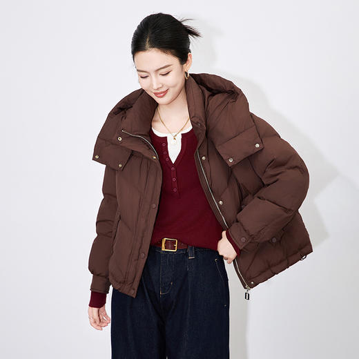 【高货wl】全新升级【铂金会员514/天猫699/差价185】(14548) 洛诗琳法式复古短款白鸭绒保暖羽绒服女冬连帽简约外套 商品图2