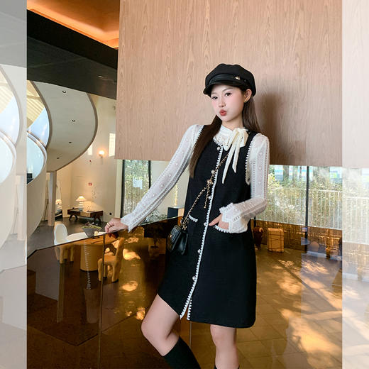 【179元任选2件】现货！高级感小香风黑色显瘦背心裙 商品图0