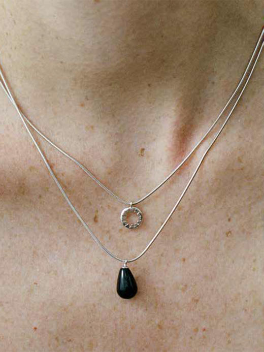 ABOAB｜SOLAR DUAL Necklace [ 项链 金白水晶 / 银黑玛瑙 ]【ETERNITY】 商品图1