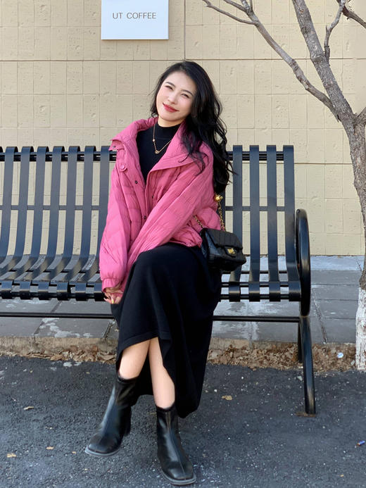 【百图lulu定制】【桃之夭夭羽绒服】夹克版型  拉链口袋 轻盈版90白鸭绒羽绒服 商品图7