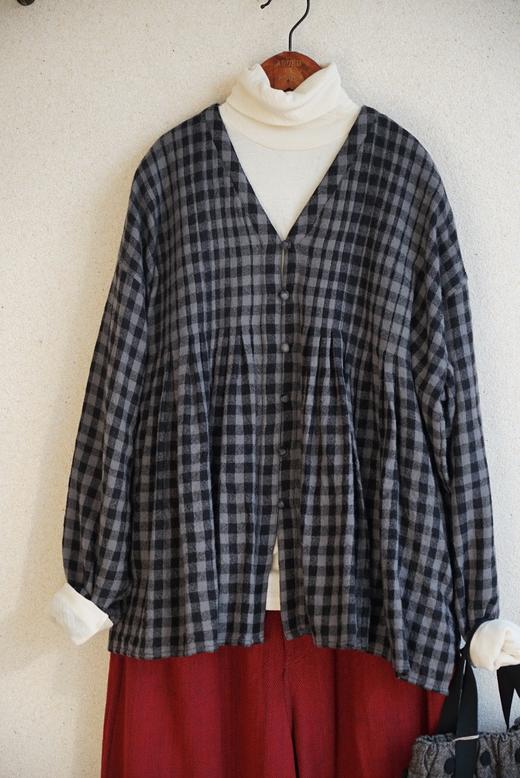 Maison de soil格纹V领衬衫 商品图0