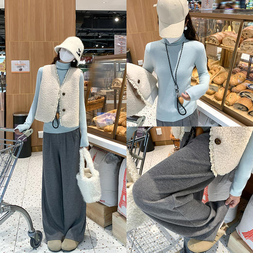 <曾小咸推荐>韩系叠穿羊羔毛马甲外套 商品图1